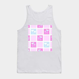 Sweet Checkered Heart Pattern - Pink and Blue Tank Top